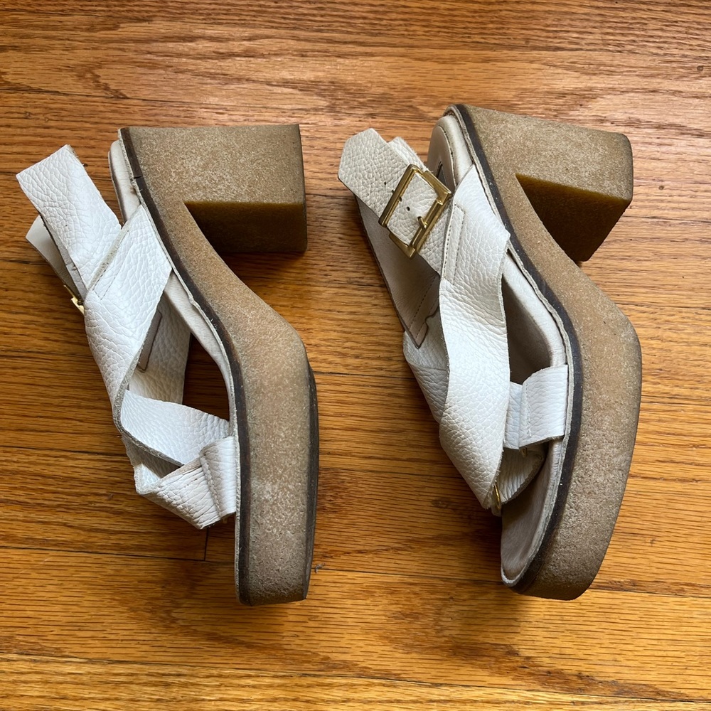 White lamb skin Miista chunky platform sandals